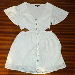 White eyelet backless dress size large